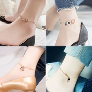 Phiên bản tiếng Hàn của vòng chân bằng thép titan vàng hồng 18K đơn giản không phai màu chuông chống dị ứng chân jewelry jewelry nữ trang nữ - Vòng chân