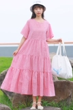 Летнее платье для школьников, свежая ретро длинная юбка, из хлопка и льна, большой размер