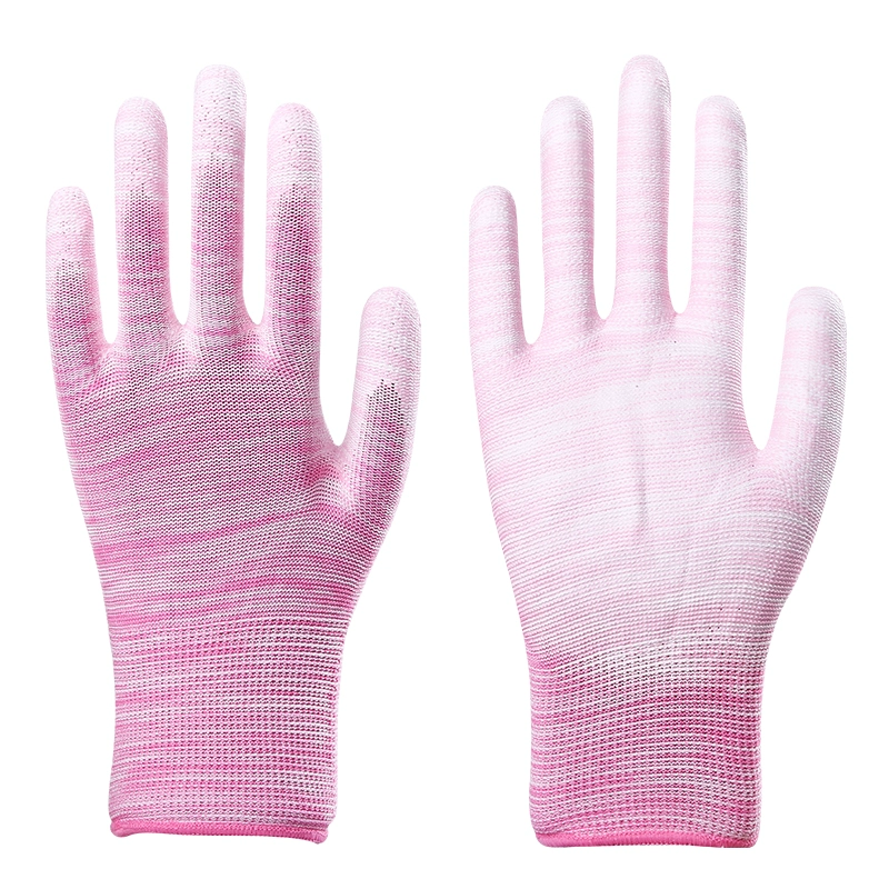 Găng tay nylon phủ ngón tay phủ nhựa PU để bảo hộ lao động Chống mài mòn, chống trượt, đóng gói công việc, găng tay cao su mỏng găng tay cơ khí 