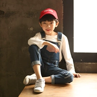 Bé trai denim bib mùa xuân và mùa thu Trẻ em Hàn Quốc mặc quần mảnh bé trai treo trẻ em lớn 10 tuổi 13 - Quần jean váy trẻ em 10 tuổi