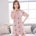 Nightdress nữ mùa hè bông ngắn tay váy phần mỏng lỏng kích thước lớn phim hoạt hình sinh viên đồ ngủ phụ nữ nhà dịch vụ mùa hè váy đồ mặc nhà Đêm đầm