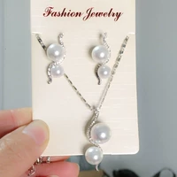 Модный аксессуар для невесты из жемчуга, ожерелье и серьги, комплект, цепочка до ключиц для матери, 3 предмета