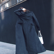 Len dày Hồng Kông hương vị mùa thu nữ áo khoác xã hội trong phần dài của mùa thu và mùa đông eo cashmere chic coat nữ mùa đông len áo khoác dạ nữ trung niên