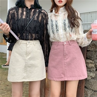 Летняя одежда, брендовая джинсовая юбка для школьников, в корейском стиле, большой размер, высокая талия, с акцентом на бедрах