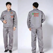 Áo sơ mi dài tay mùa xuân và mùa thu nhờn Sửa chữa tự động Beauty Castrol overalls logo Mobil