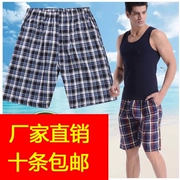 Quần short nam trung niên polyester cotton giặt thẳng nhiều túi quần nam giản dị bãi biển 5 quần nam bán buôn