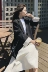 Thời trang giản dị mỏng màu đen nhỏ phù hợp với nữ 2018 mùa thu Hàn Quốc phiên bản của chic sinh viên bf chuyên nghiệp phù hợp với áo khoác mỏng vest trắng nữ Business Suit