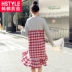 Quần áo Handu 2018 Phụ nữ Hàn Quốc mùa thu mới Một chiếc váy in chữ kẻ sọc OY8340 Huân - A-Line Váy đầm xòe A-Line Váy