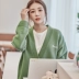 Quần áo Handu 2019 xuân mới quý cô giản dị buông thả chữ ngắn áo len ngắn len - Cardigan