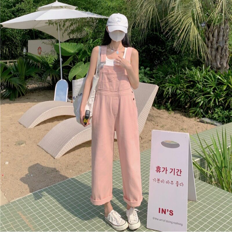 Summer women's wide-leg straight-leg pants, children's petite high-waisted denim overalls, spring and autumn loose, niche slimming long pants Item Picture