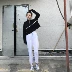 2018 mùa xuân của phụ nữ quần Hàn Quốc phiên bản của Harajuku tính khí hoang dã hit màu ngắn dây kéo áo len dài tay áo sơ mi sinh viên