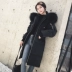 2018 mới của Hàn Quốc phiên bản của lỏng kích thước lớn bat tay áo lông gấu trúc cổ áo trùm đầu phần dài dày xuống áo khoác của phụ nữ triều