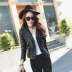Chic da của phụ nữ áo khoác ngắn 2018 mới phong cách Hồng Kông Hàn Quốc phiên bản của đầu máy pu leather jacket là mỏng cao eo áo khoác da áo da bò xịn Quần áo da
