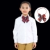 Áo trắng cho bé trai dài tay mùa xuân và mùa thu biểu diễn áo bé gái cổ tròn cotton đồng phục trường tiểu học hoang dã - Áo sơ mi
