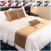 Châu Âu sang trọng nhung nóng kim cương bướm giường cờ khách sạn khăn trải giường khăn trải giường tháp màu tím vàng đỏ xám xanh đen - Trải giường