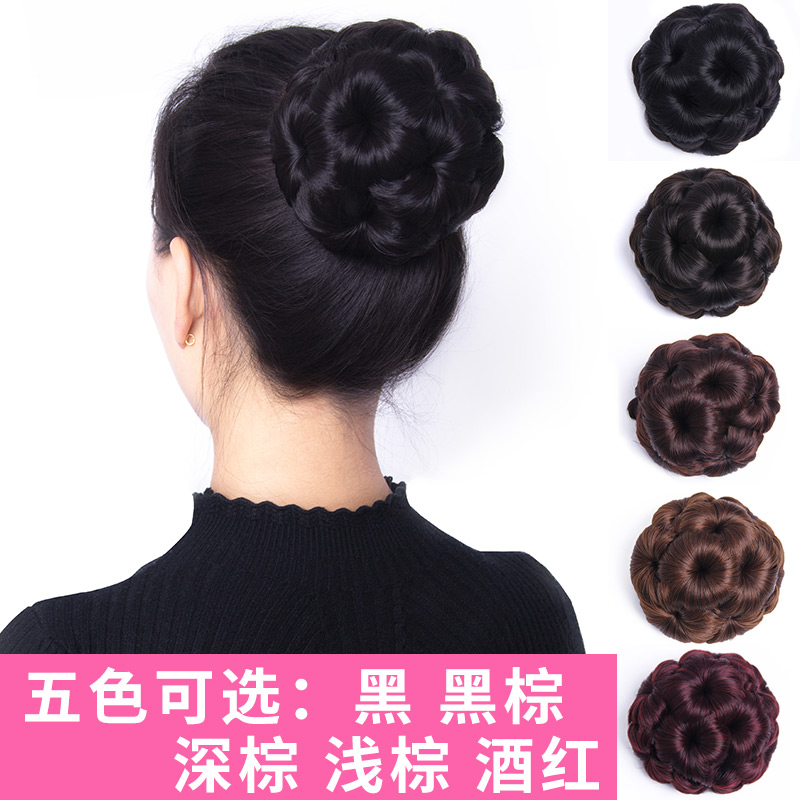 Купить Накладной пучок для волос 假发女九朵花假发丸子头花盘发器抓夹发包九朵花爪夹花苞头假发包 в ...