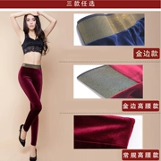 Quần legging nhung vàng nữ mặc quần thun thun cạp cao cạp cao mùa thu đông cộng với size cộng với quần nhung dày ấm chân