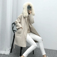Áo khoác cashmere hai mặt của phụ nữ Hàn Quốc có thể tháo rời con cáo lông lớn cổ áo lỏng lẻo áo khoác len mỏng - Áo len lót đôi áo khoác bomber nữ