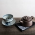 Shengshan đồ đá khay trà cổ chén gốm Kung Fu bộ trà phụ kiện trà vẽ tay màu xanh và trắng retro đế lót ly rượu vang - Trà sứ