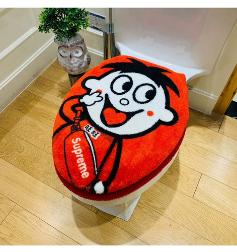 Туалет, подушка, мультяшный модный универсальный черный зимний комплект, 3 предмета, увеличенная толщина, европейский стиль