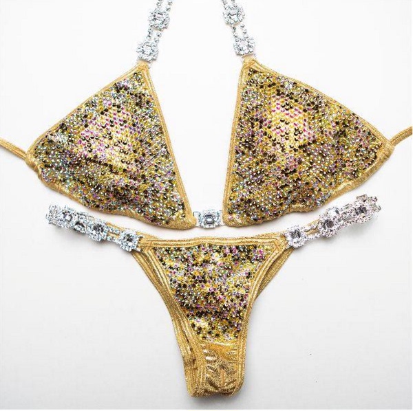 Сексуальный золотой многоцветный раздельный купальник для плавания, США