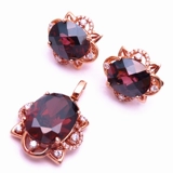 Ювелирное украшение, золотая инкрустация камня, комплект, Россия, 14 карат, розовое золото, с драгоценным камнем