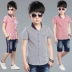 Trai Ngắn Tay Áo Mùa Hè Hàn Quốc Trẻ Em 8 Cậu Bé Lớn Cotton Shirt 10 Cậu Bé Nửa Tay Áo Top 12-15 Năm