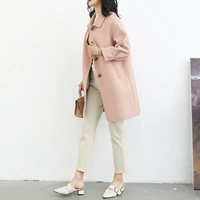 2019 xuân mới áo hai mặt cashmere nữ dài đoạn Albaka twill áo len phiên bản Hàn Quốc tự tu - Accentuated eo áo áo dạ hàn quốc nữ