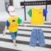 Bộ quần áo bé trai mùa hè 2019 mới cho bé trai lớn tay ngắn hai mảnh bé trai quần áo mùa hè đẹp trai - Phù hợp với trẻ em shop đồ trẻ em Phù hợp với trẻ em