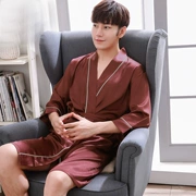 Hàn quốc phiên bản của Hàng Châu lụa phần mỏng đồ ngủ nam sexy ice silk robe áo choàng tắm mùa hè lụa khách sạn áo choàng tắm triều