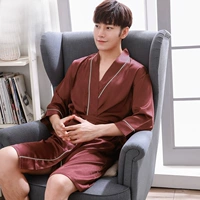 Hàn quốc phiên bản của Hàng Châu lụa phần mỏng đồ ngủ nam sexy ice silk robe áo choàng tắm mùa hè lụa khách sạn áo choàng tắm triều pijama đôi