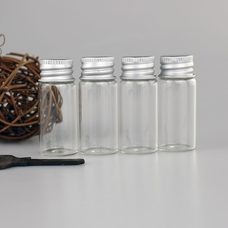 Screw & Height 5Cm & Aluminum CoverAluminum cover Glass bottles Sample bottle bottle trumpet storage tank Chemistry experiment Repackaging bottle 10 milliliter Can be installed liquid