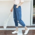 2017 mùa xuân và mùa thu mới của Hàn Quốc jeans nữ lỗ đầu gối lỗ bf lỏng 乞丐 kích thước lớn chất béo mm quần quần áo nữ hàn quốc Quần jean