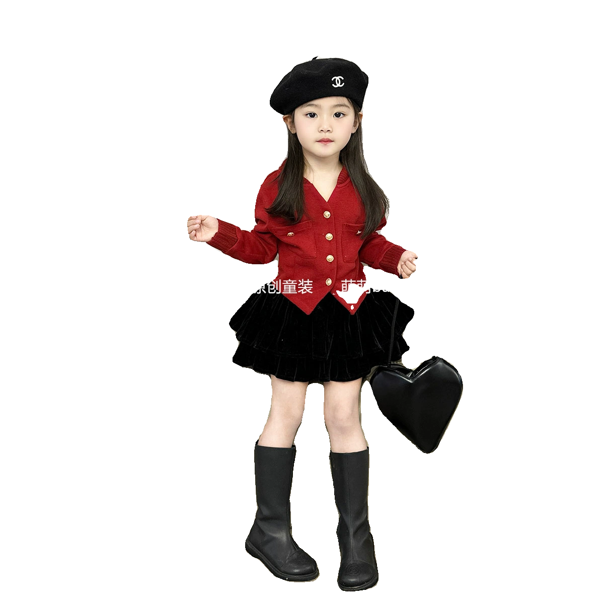 Winter Girl's Velvet Half-length Cake Skirt 2023 New Baby Girl's All-match Western-style Pleated Half-length Skirt