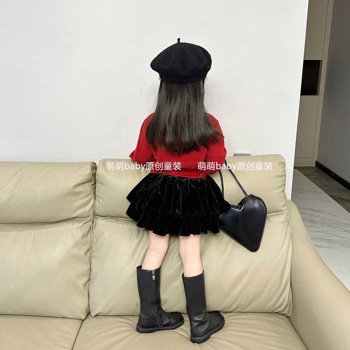 Winter Girl's Velvet Half-length Cake Skirt 2023 New Baby Girl's All-match Western-style Pleated Half-length Skirt