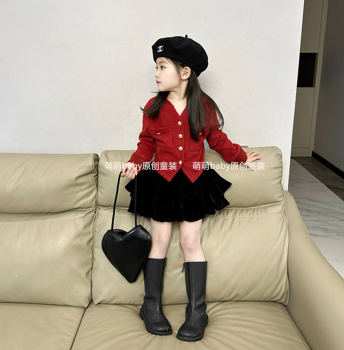 Winter Girl's Velvet Half-length Cake Skirt 2023 New Baby Girl's All-match Western-style Pleated Half-length Skirt