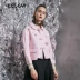 Kabuyi thiết kế ban đầu thương hiệu mùa thu mới tối giản Châu Âu và Mỹ lưới hollow hồng khâu áo khoác ngắn nữ áo kiểu nữ hàn quốc cao cấp Áo khoác ngắn