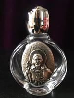 Древний серебряный металл резьба Иисуса Святая Сердце Святая бутылка с водой