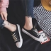 2018 mùa hè màu đen và trắng giày vải nữ sinh viên Hàn Quốc phiên bản của Harajuku ulzzang nửa dép siêu lửa ins1992 giày