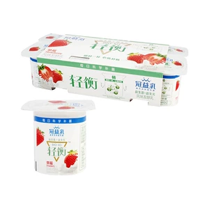 Mengniu guan y milk light-high strabry-аромат ферментированный молоко 90 г*8 стаканов/группа