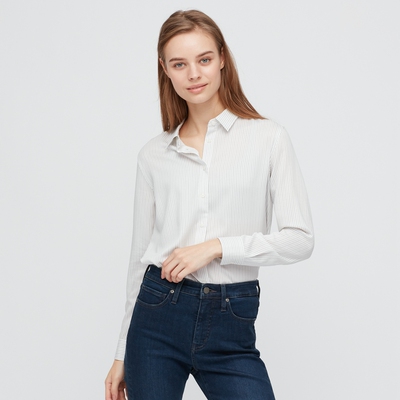 Uniqlo Женская причудливая полосатая рубашка (с длинным рукавом) 436739 Uniqlo