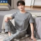 Pyjama nam cotton mùa hè quần ngắn tay phần mỏng cỡ lớn phục vụ tại nhà nam cotton nửa tay mùa hè mới