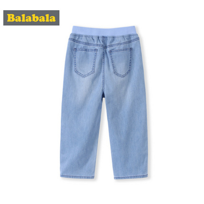 [Cửa hàng giao hàng] Quần trẻ em Barabara cho bé gái lớn 2019 váy mùa hè lỗ denim cắt quần - Quần jean