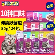 Mèo ăn vặt thức ăn ướt thức ăn ướt tuyệt vời gói thú cưng mèo ăn nhẹ cá biển mèo mèo đóng hộp thức ăn cho mèo 85g * 24 gói - Đồ ăn nhẹ cho mèo