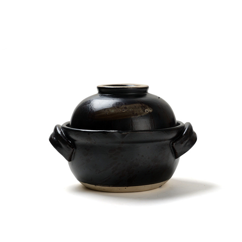 日式黑色一人食炖锅碗砂锅煲汤锅瓦罐陶瓷陶煲王砂锅碗蒸碗家用
