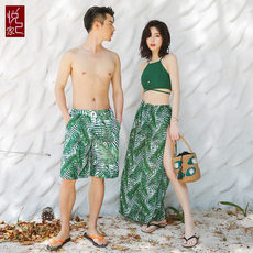 Купальник для пары 泳衣女情侣款新款三件套韩国温泉小香风显瘦海边沙滩蜜月度假泳装 Yue hexyl