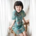Xiaole đến gia đình tổ chức 149 buổi học [vui chơi tại ngôi nhà làng] bằng vải cotton và vải lanh in sườn xám - Trang phục dành cho cha mẹ và con