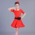 Trẻ em mới của khiêu vũ Latin thực hành quần áo cô gái mùa xuân và mùa hè dài tay áo thi cạnh tranh trang phục trẻ em khiêu vũ Latin váy