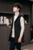 Người anh trùm đầu bông vest vest triều nam nhà tạo mẫu tóc bông vest vai mùa thu và mùa đông Hàn Quốc Slim dài đẹp trai đẹp trai áo Áo vest cotton