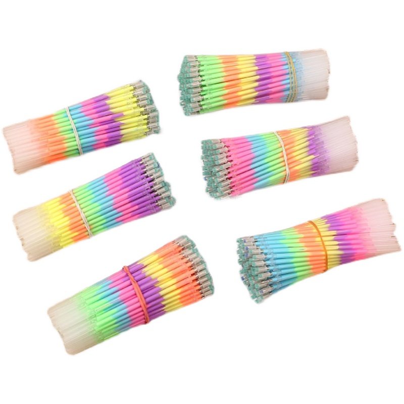 Candy-colored rainbow six-color in-one pastel gel pen refill for note ...